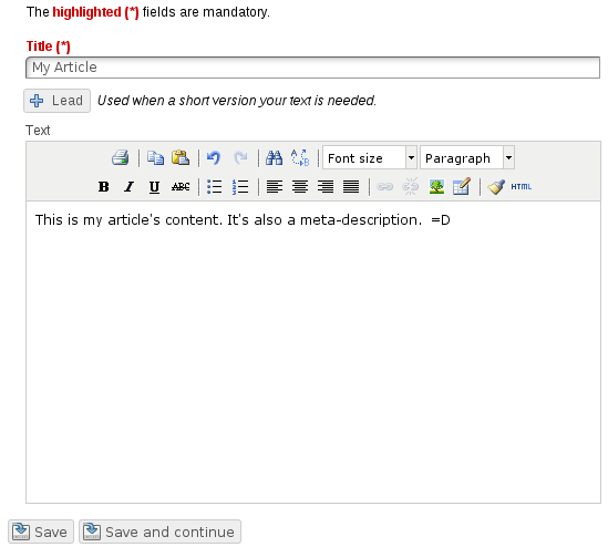 Text on an article Text on an article