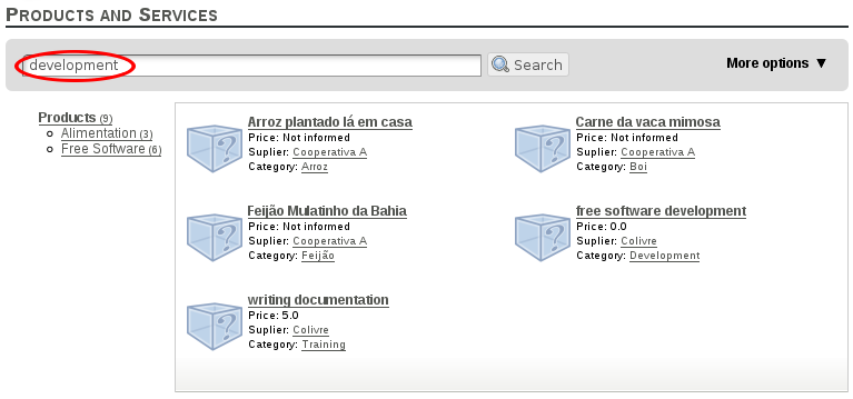 Products search field Products search field
