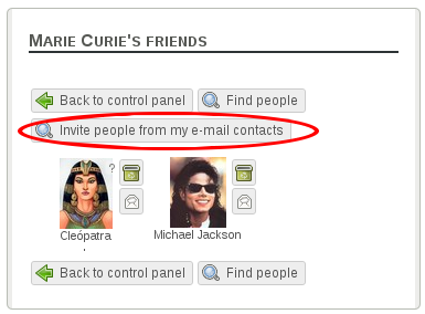 User's friends list User's friends list