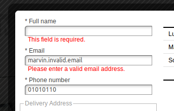 Invalid fields Invalid fields