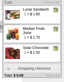 Cart with some products Cart with some products